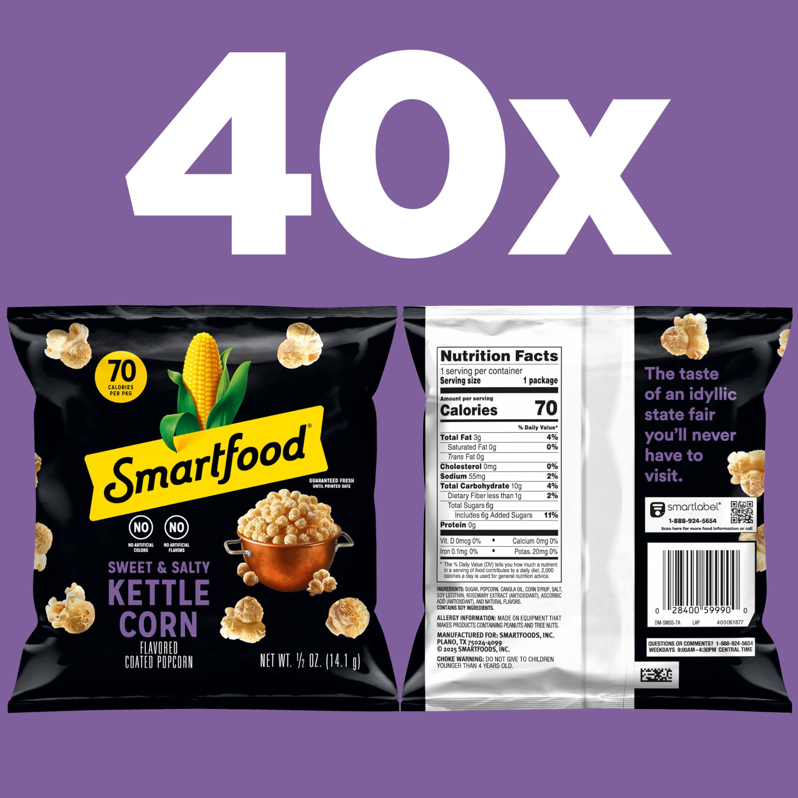Smartfood close-up of popcorn texture highlighting light air-popped crunch and whole-grain appeal