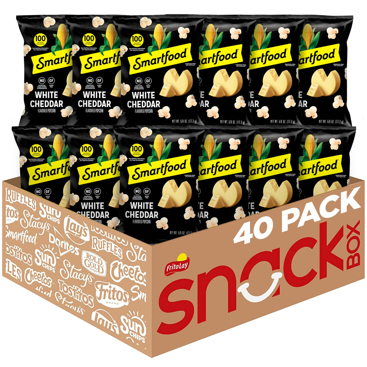 Smartfood front packaging showing 40-pack and product branding for convenient stocking