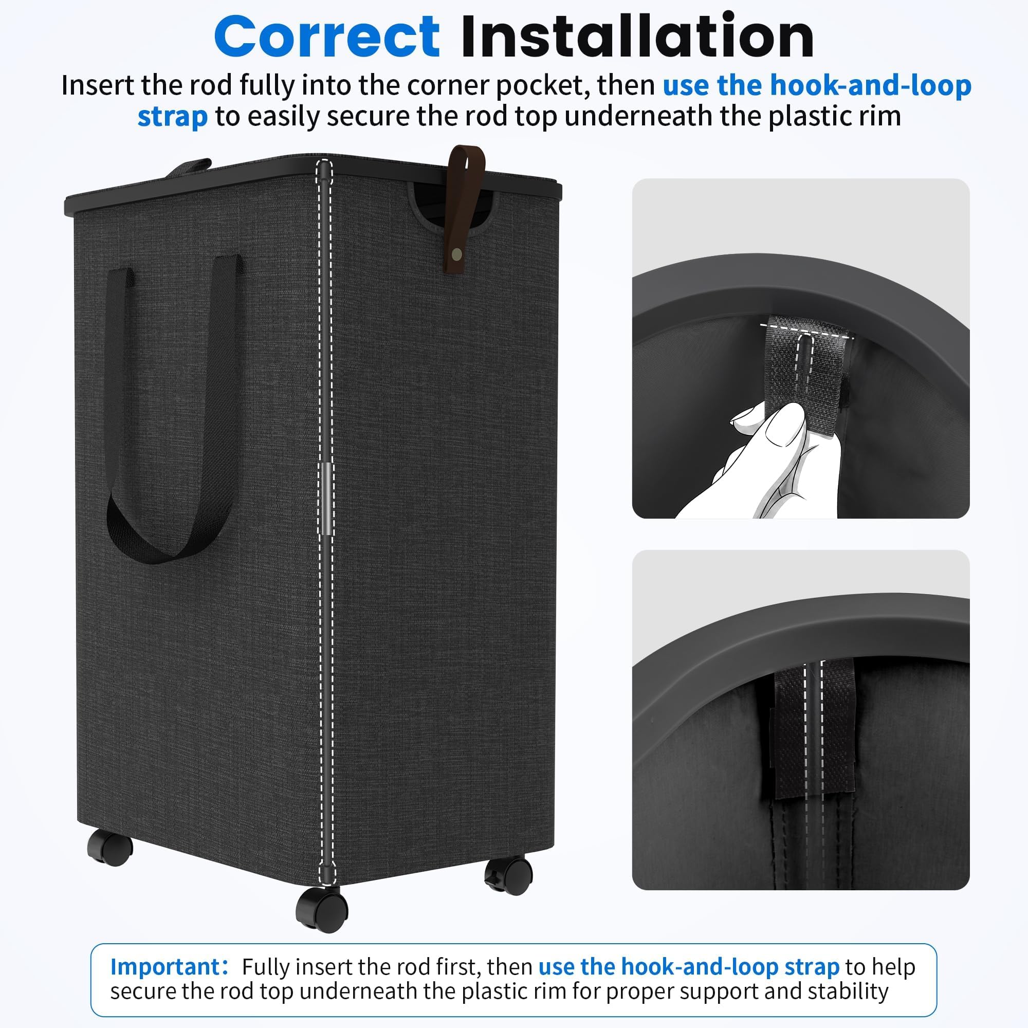 SmartKempt wheel brake engaged to keep hamper stationary and safe benefit
