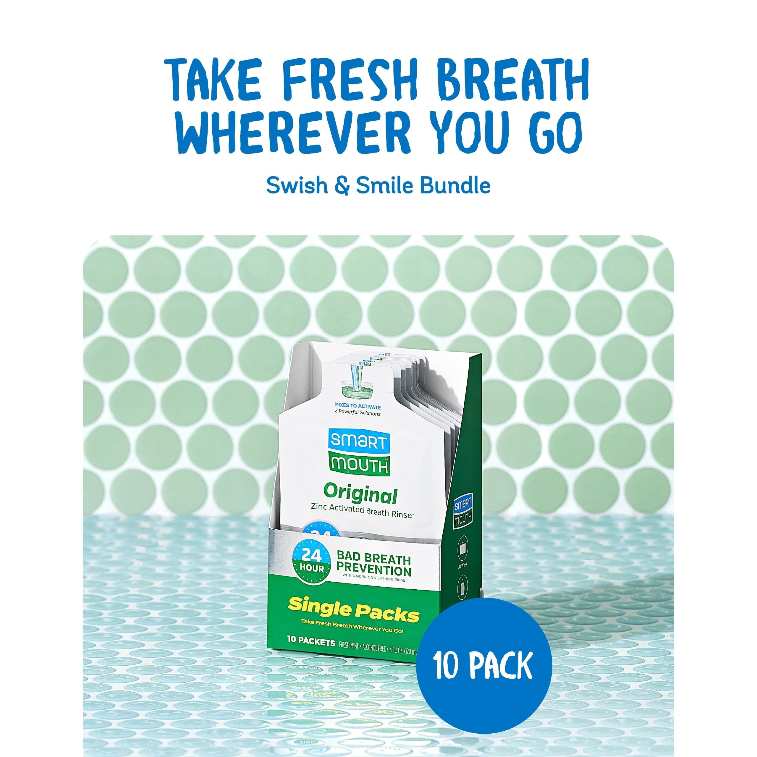 Close-up of SmartMouth zinc activation mixing to neutralize sulfur odors quickly