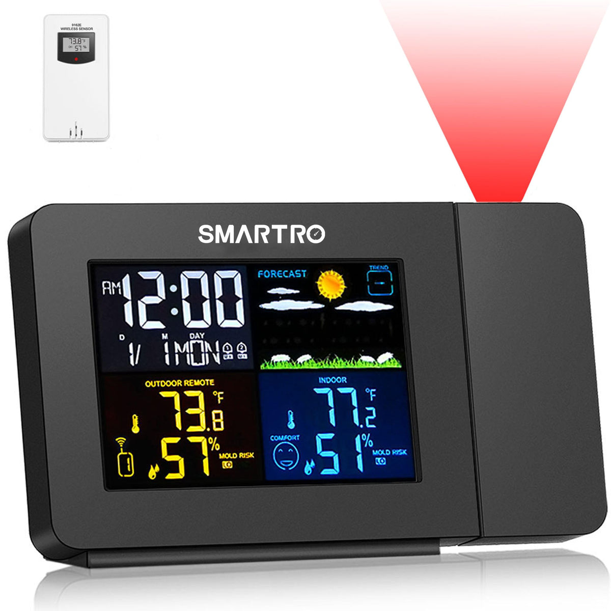 SMARTRO SC91 front display showing time and weather clearly for easy reading