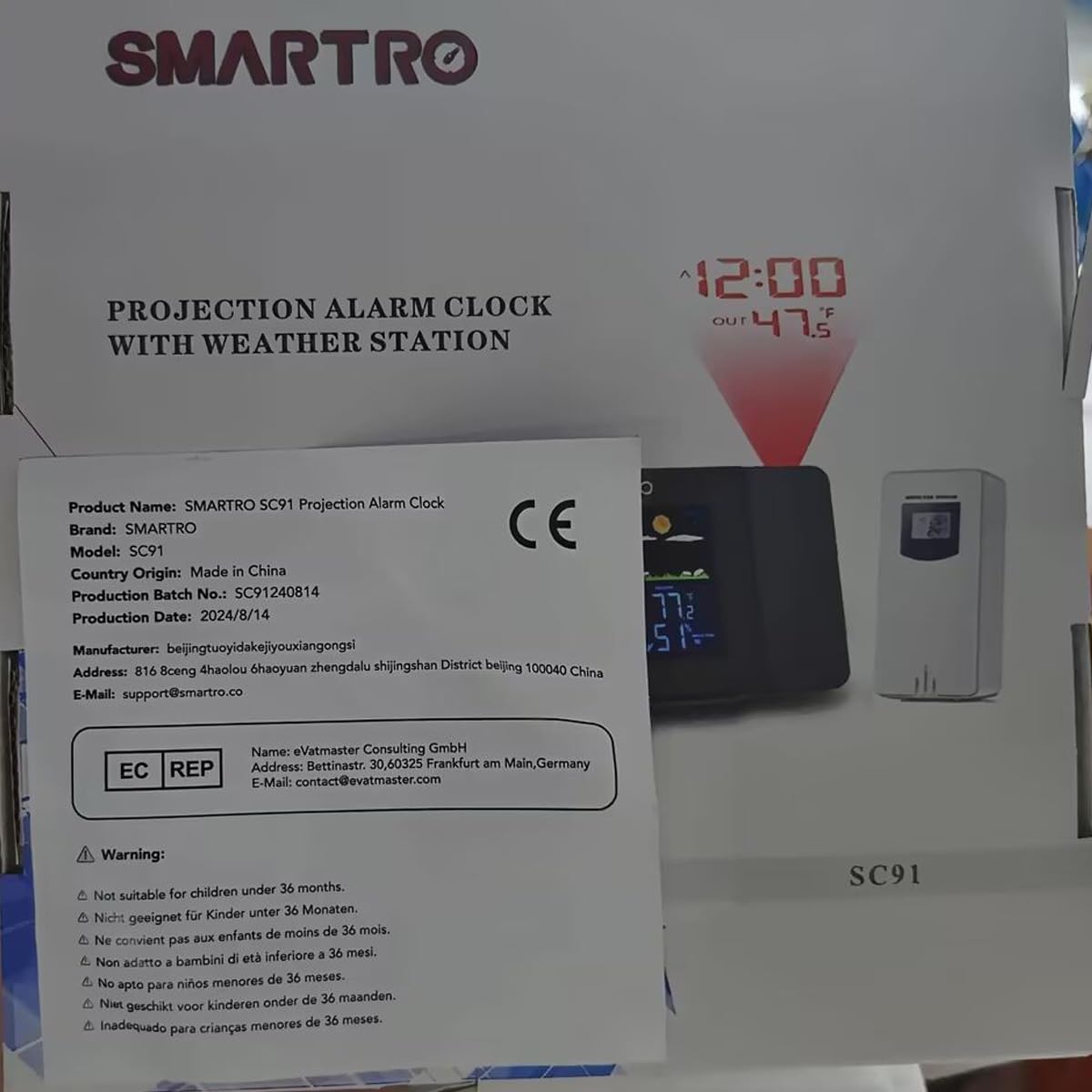 SMARTRO SC91 packaged with adapter and sensor illustrating what’s included