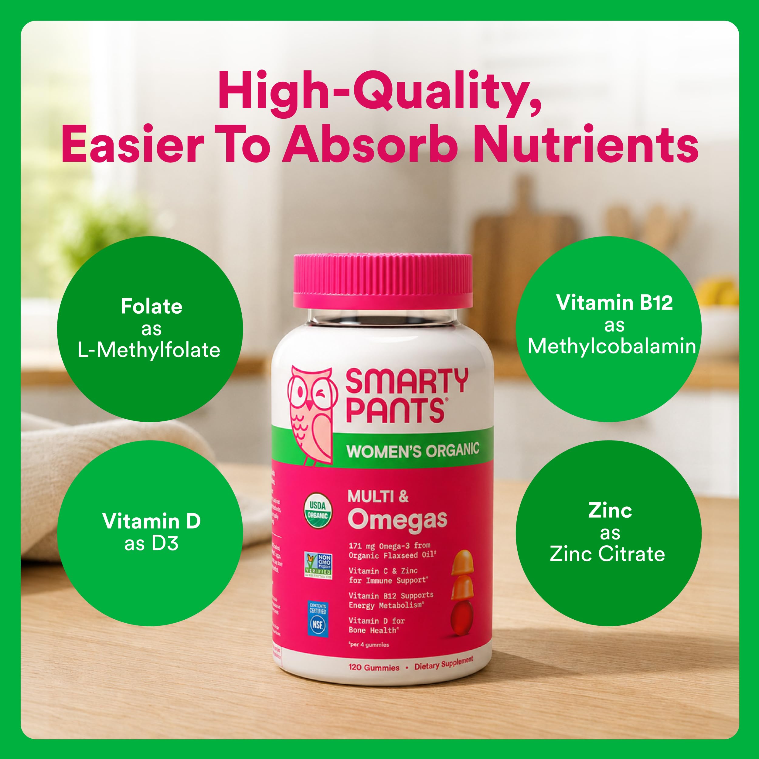 Raspberry lemon lime and grape gummies from SmartyPants shown to communicate pleasant natural flavors
