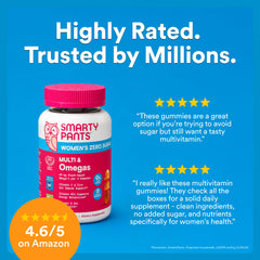 SmartyPants supplement facts label showing nutrients and clean-label benefits