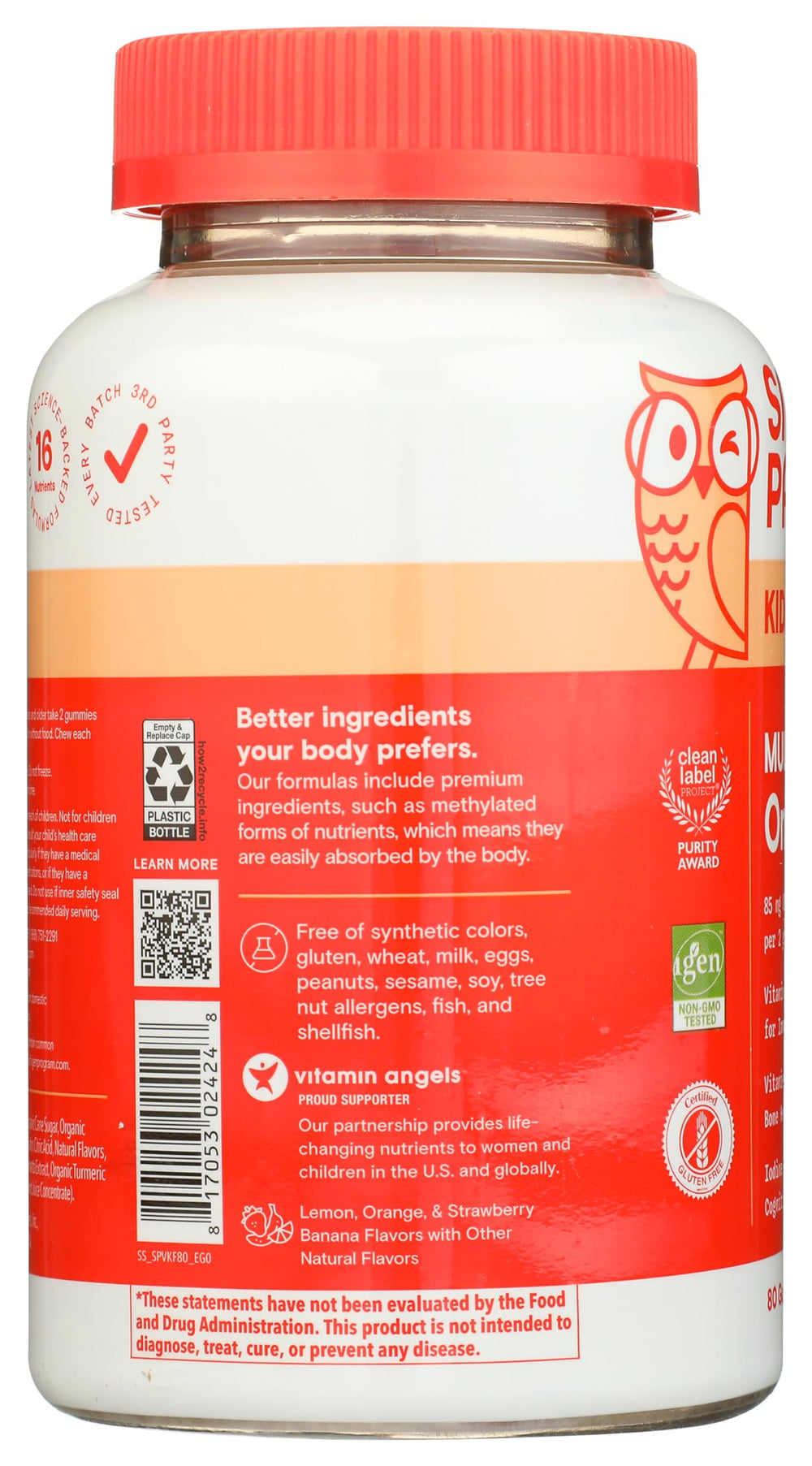 SmartyPants nutrition facts and ingredient label highlighting bioavailable forms