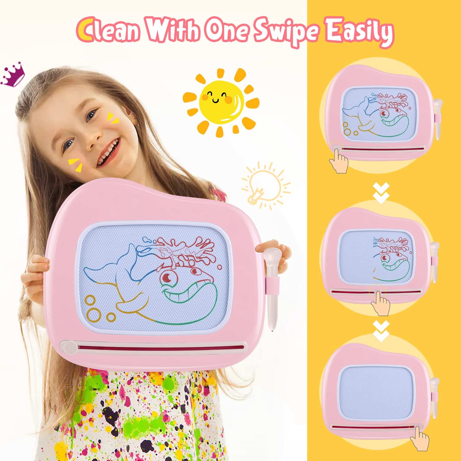 Smasiagon side profile with carry handle for portable doodle pad, ideal for travel convenience