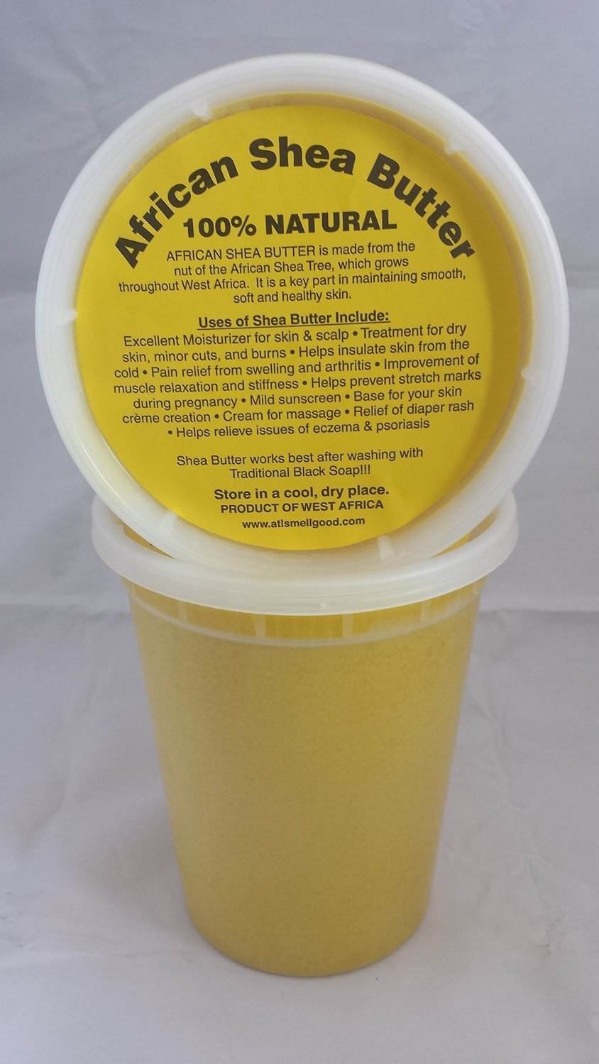 SmellGood front tub showing brand and clear yellow shea butter for reliable moisturization