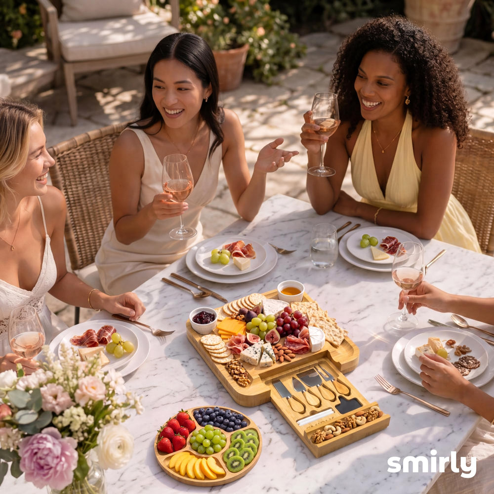 SMIRLY size comparison with utensils shows practical scale for guests