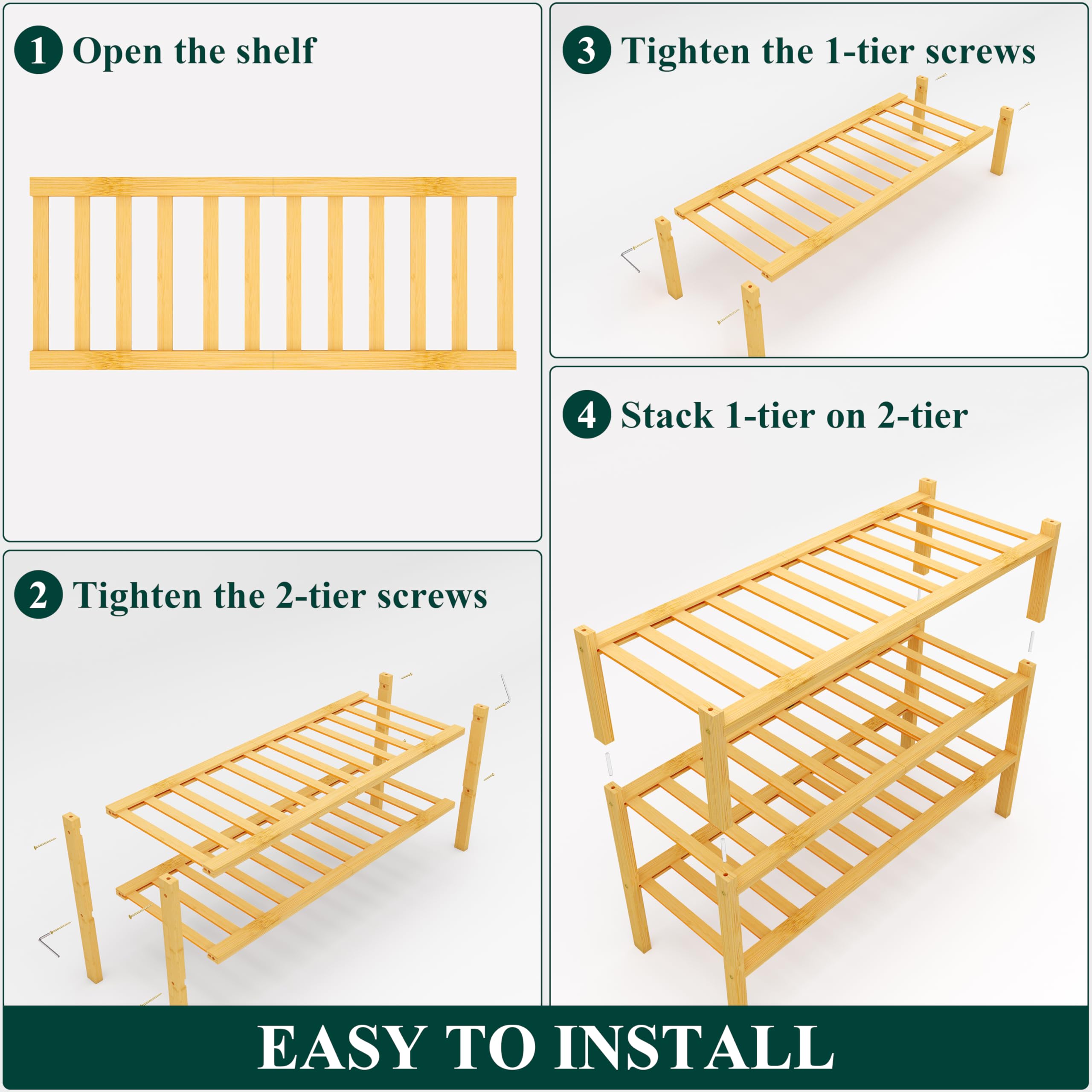 Smiry assembly hardware and instructions showing easy 15-minute setup benefit