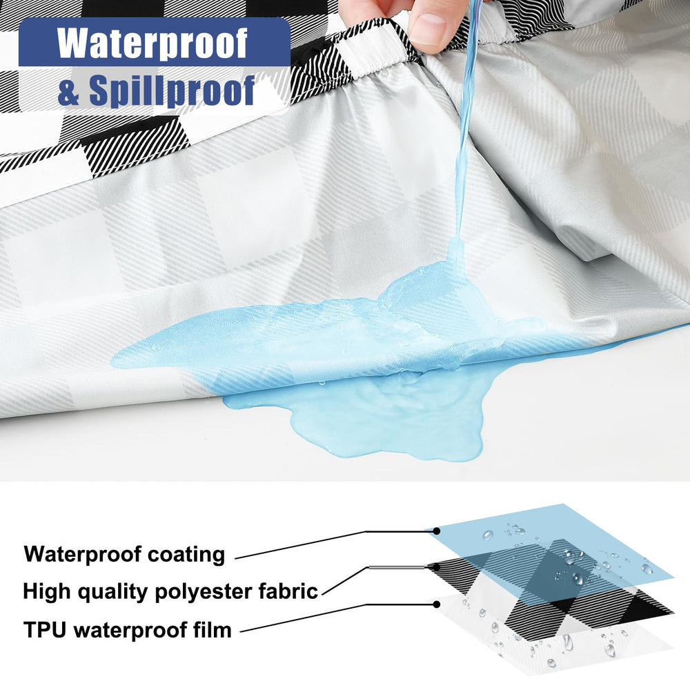 Smiry bench cover close-up highlighting elastic edge for secure, windproof fit and tidy look