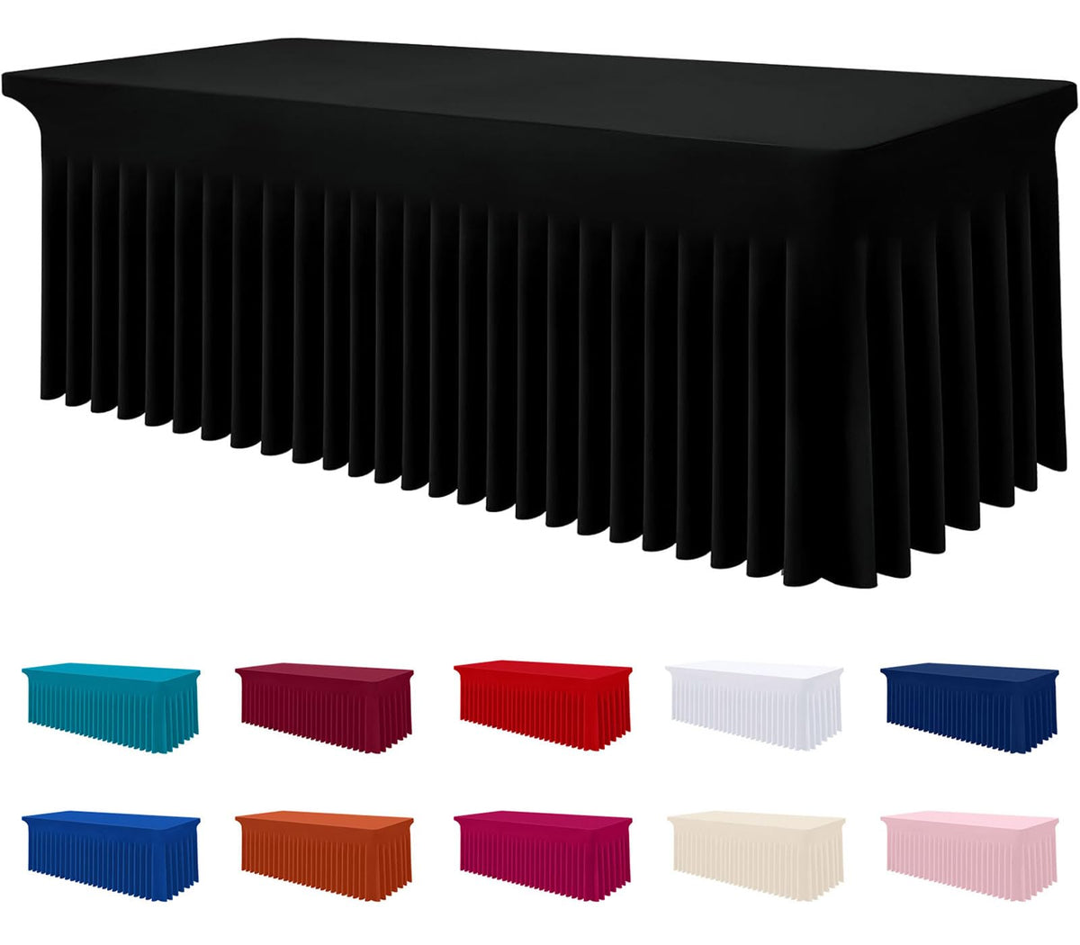 Smiry front view fitted tablecloth showing clean professional look