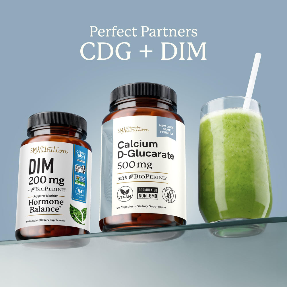 SMNutrition bottle beside ingredient list emphasizing non-GMO and allergen-free benefits