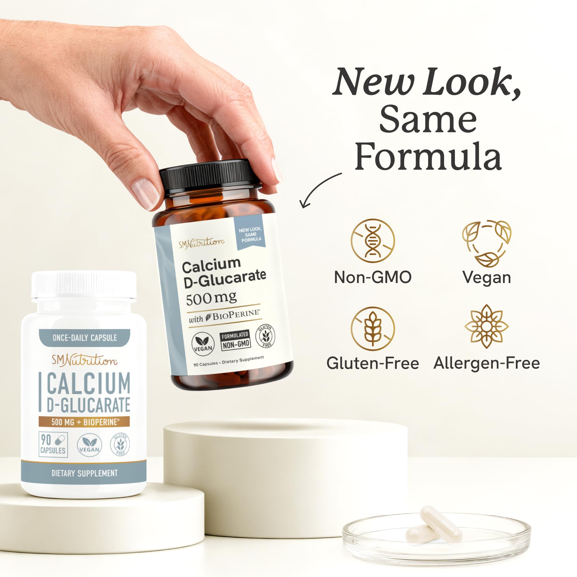 SMNutrition capsule close-up showing smooth vegan capsule and purity