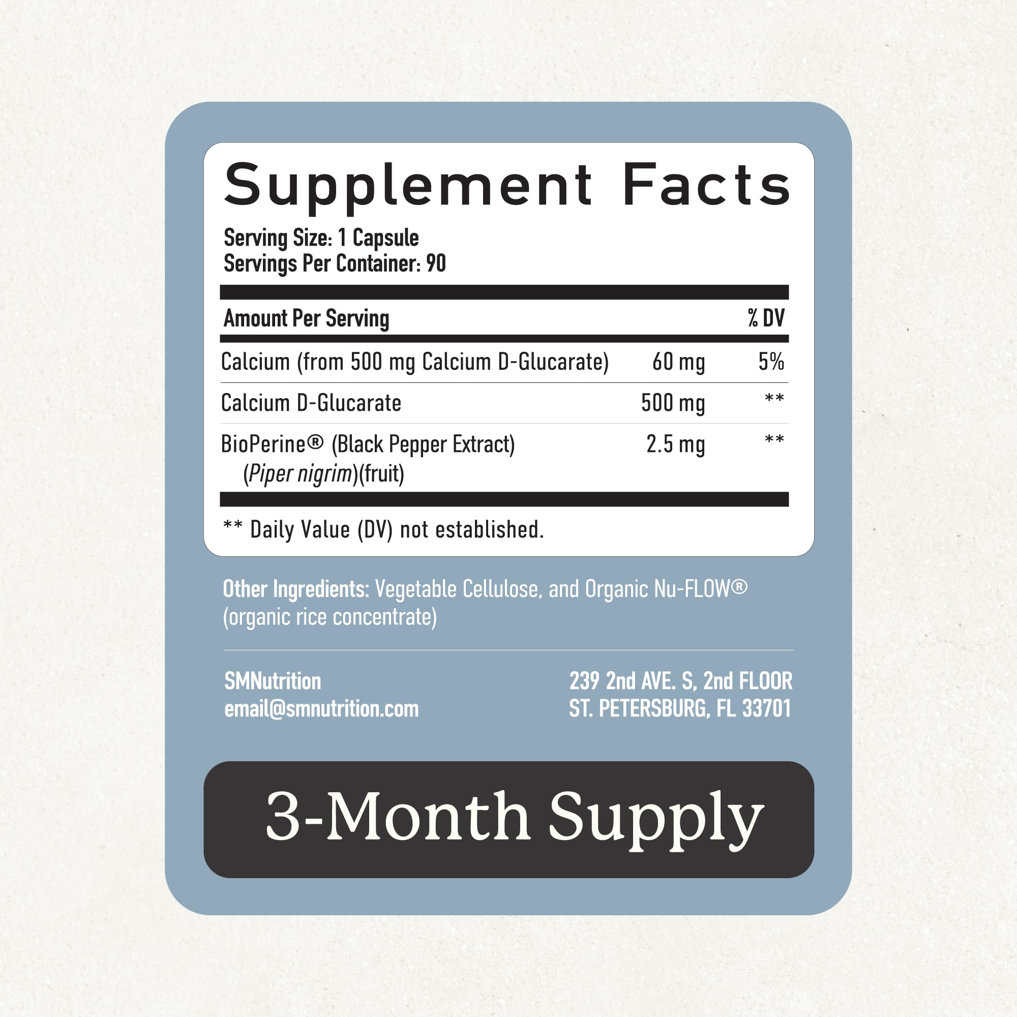 SMNutrition bottle top view showing sealed cap and GMP manufacturing reassurance