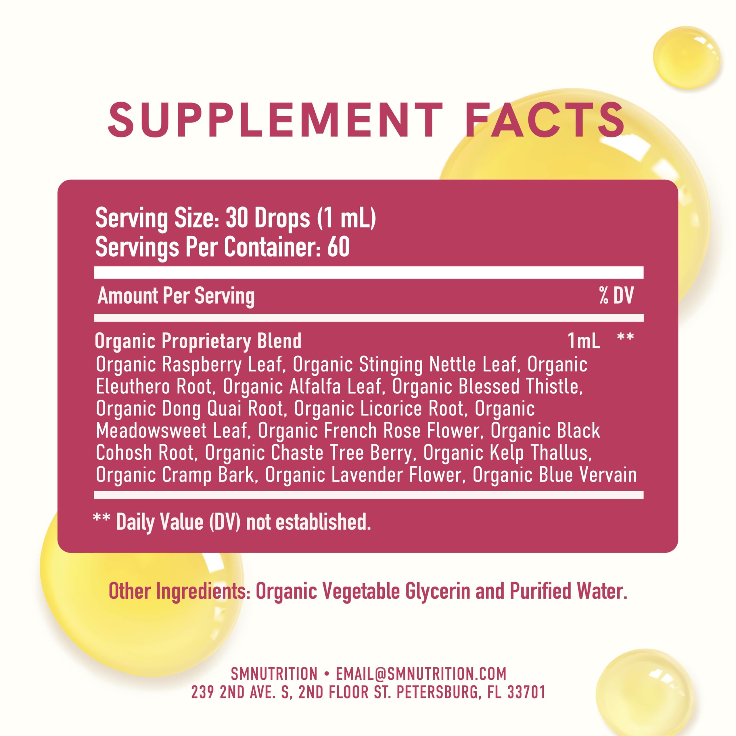 SMNutrition label close-up listing ingredients and certifications, transparency and trust benefit