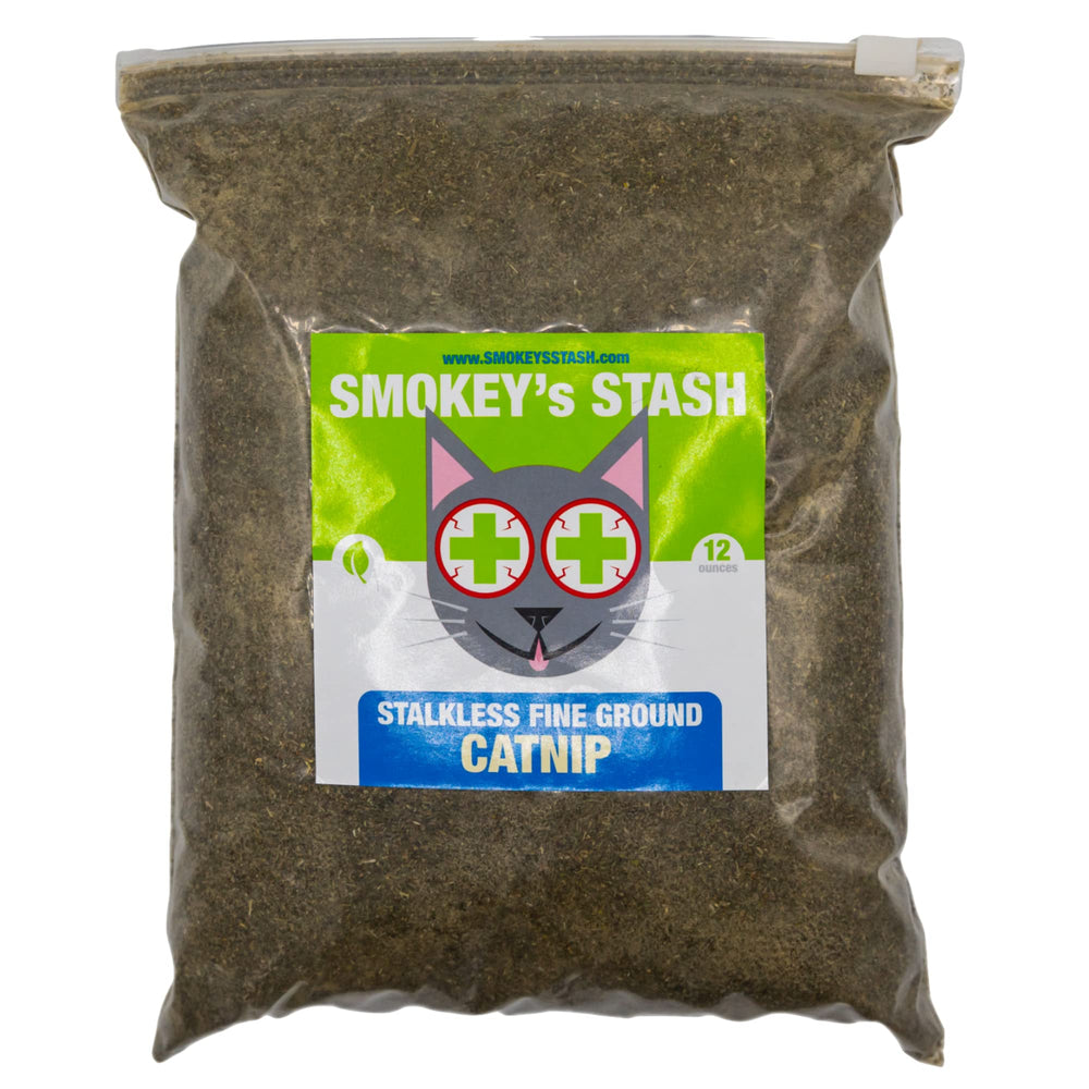 Smokey's Stash in a living room with cat playing showing enrichment and activity