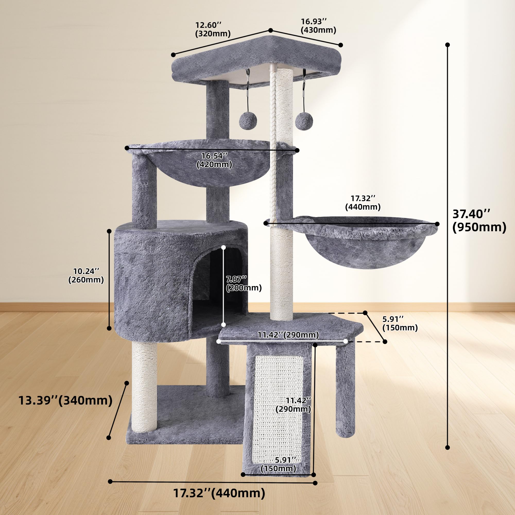 Smouatou condo interior close-up with plush lining provides secure hideaway for shy cats