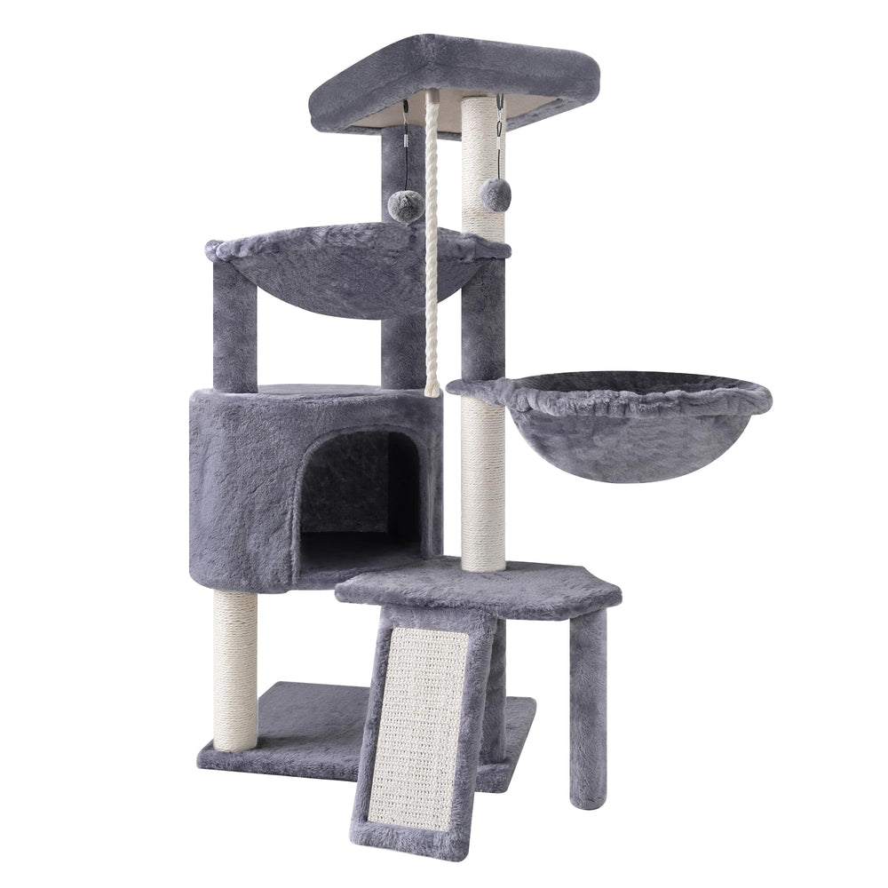 Smouatou rope ladder in use with cat climbing for exercise and vertical play benefits