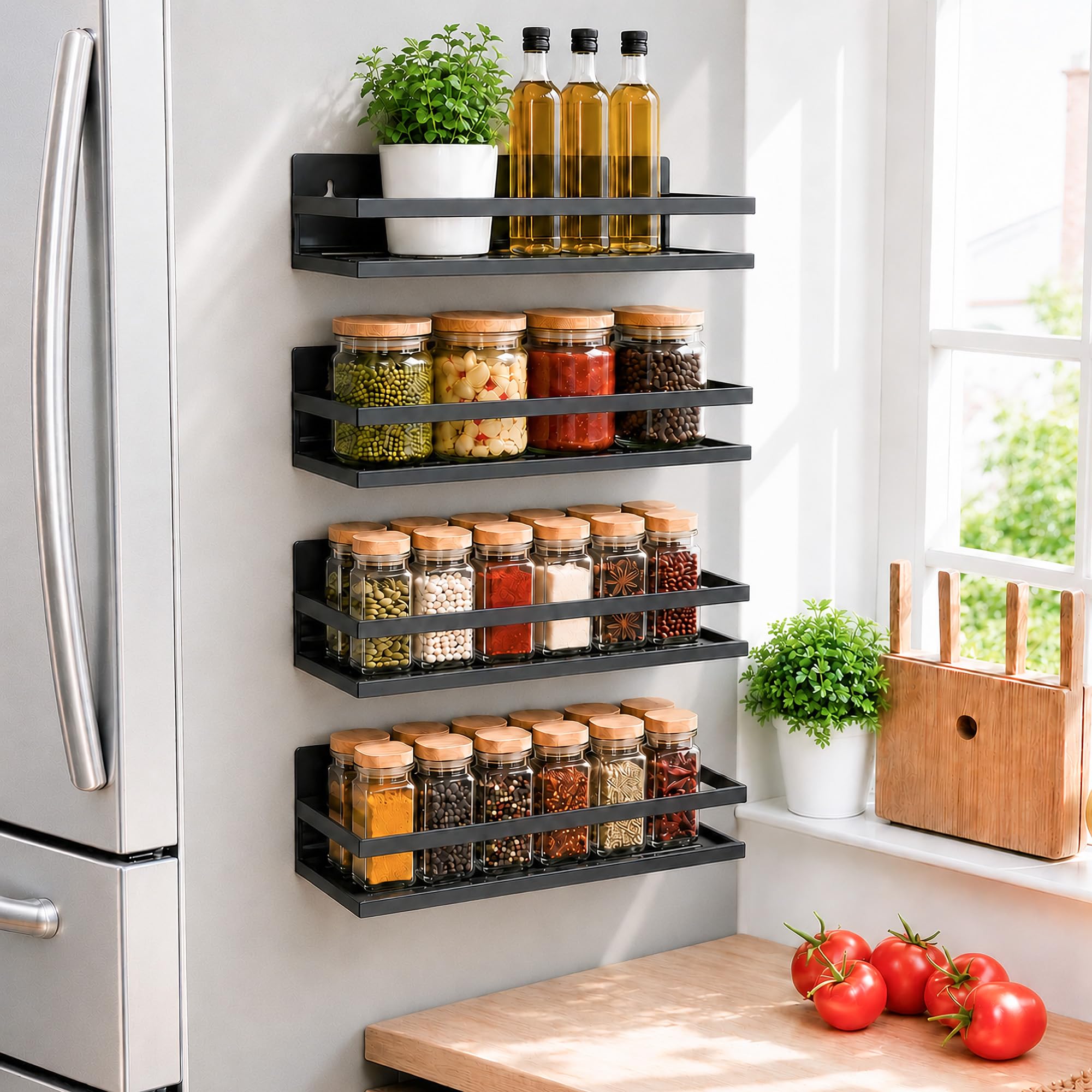 SMRCAD front view on fridge showing organized spices and quick access