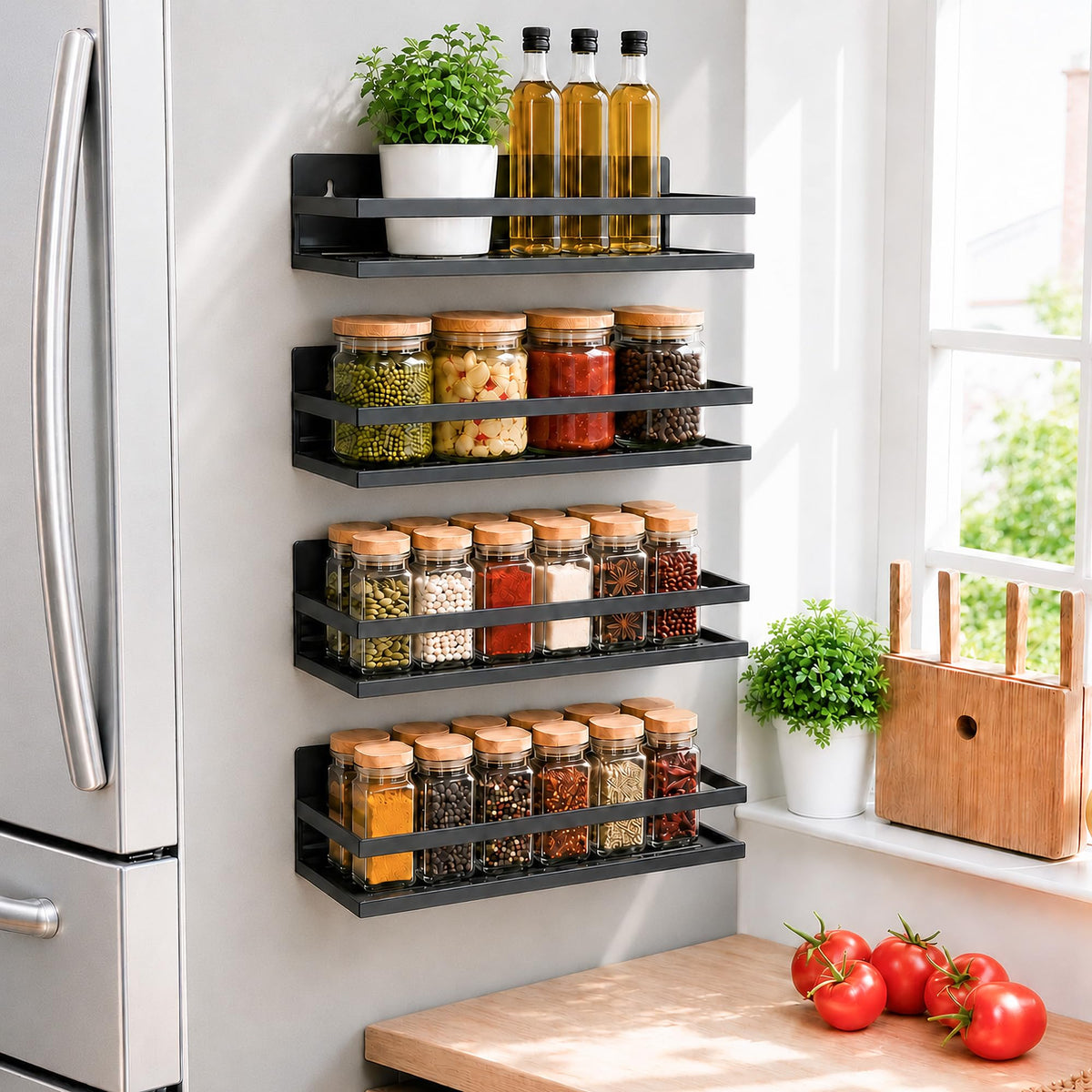 SMRCAD front view on fridge showing organized spices and quick access