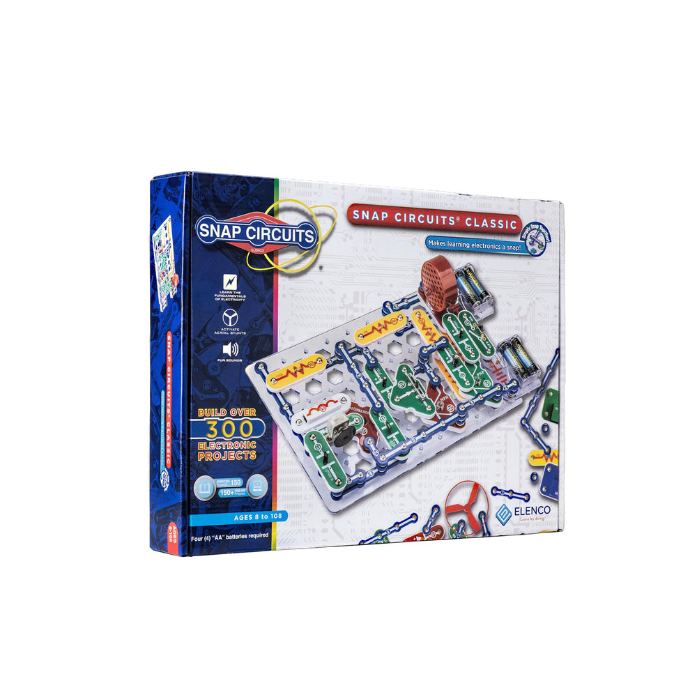 Snap Circuits color-coded components laid out, helps quick part identification