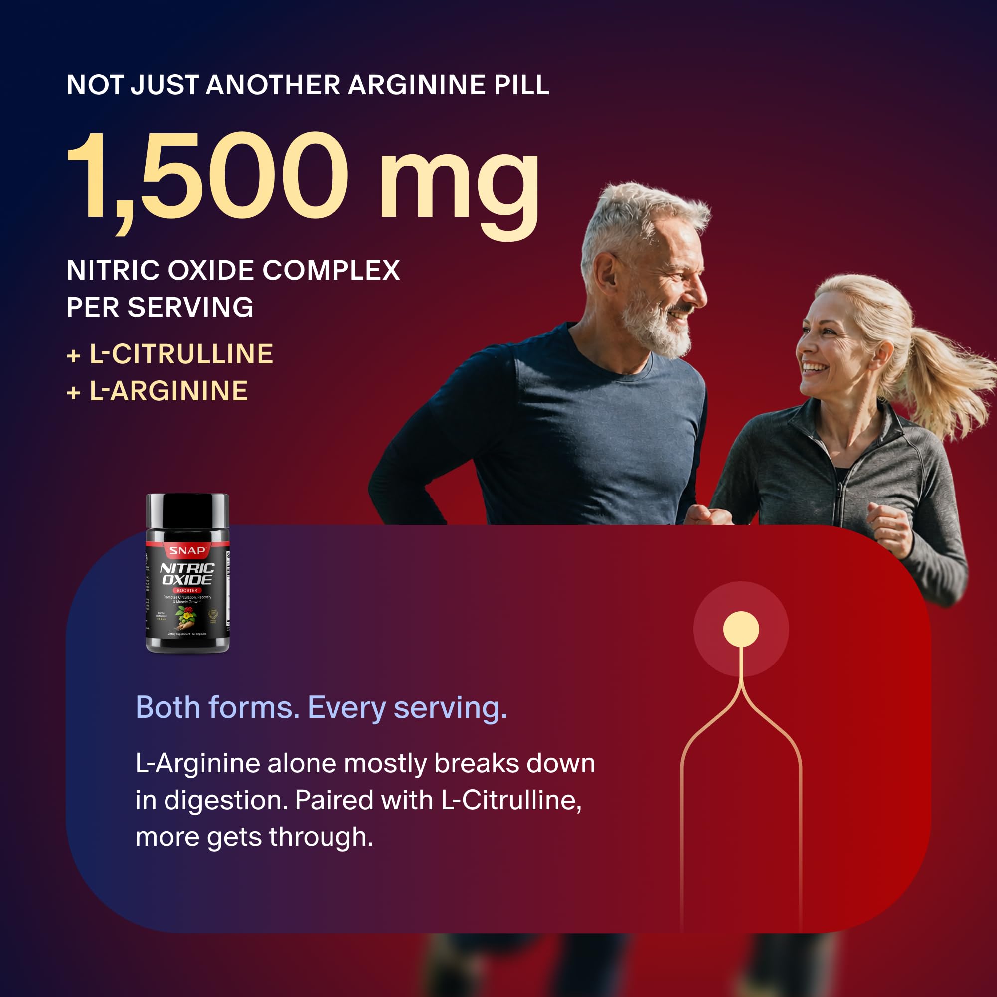 Snap Supplements two capsules on palm illustrating serving size and convenience