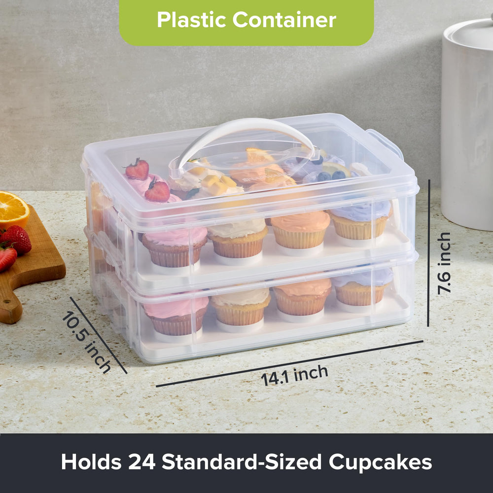 Snapware close-up of 12-well insert holding cupcakes to prevent movement and protect frosting