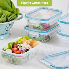 Snapware close-up of four-tab locking lid showing airtight seal and leak protection