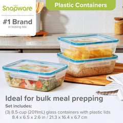 Snapware side profile of rectangular container showing space-saving benefit