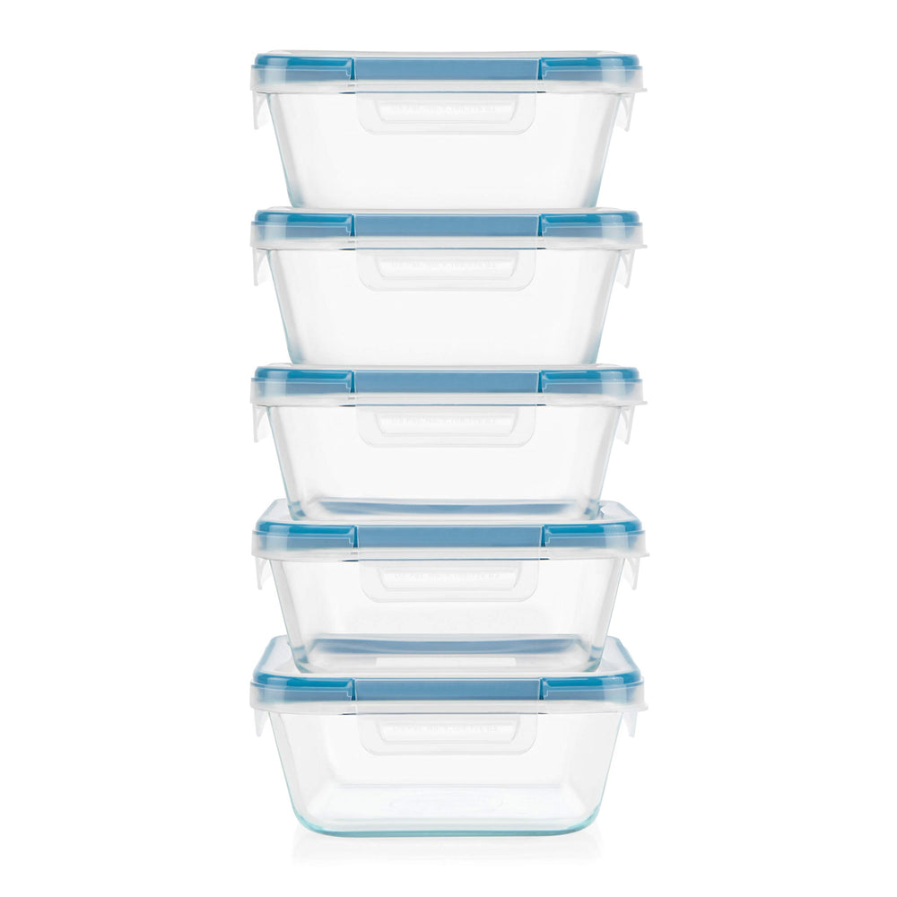 Snapware stacked containers in cabinet showing space-saving organization