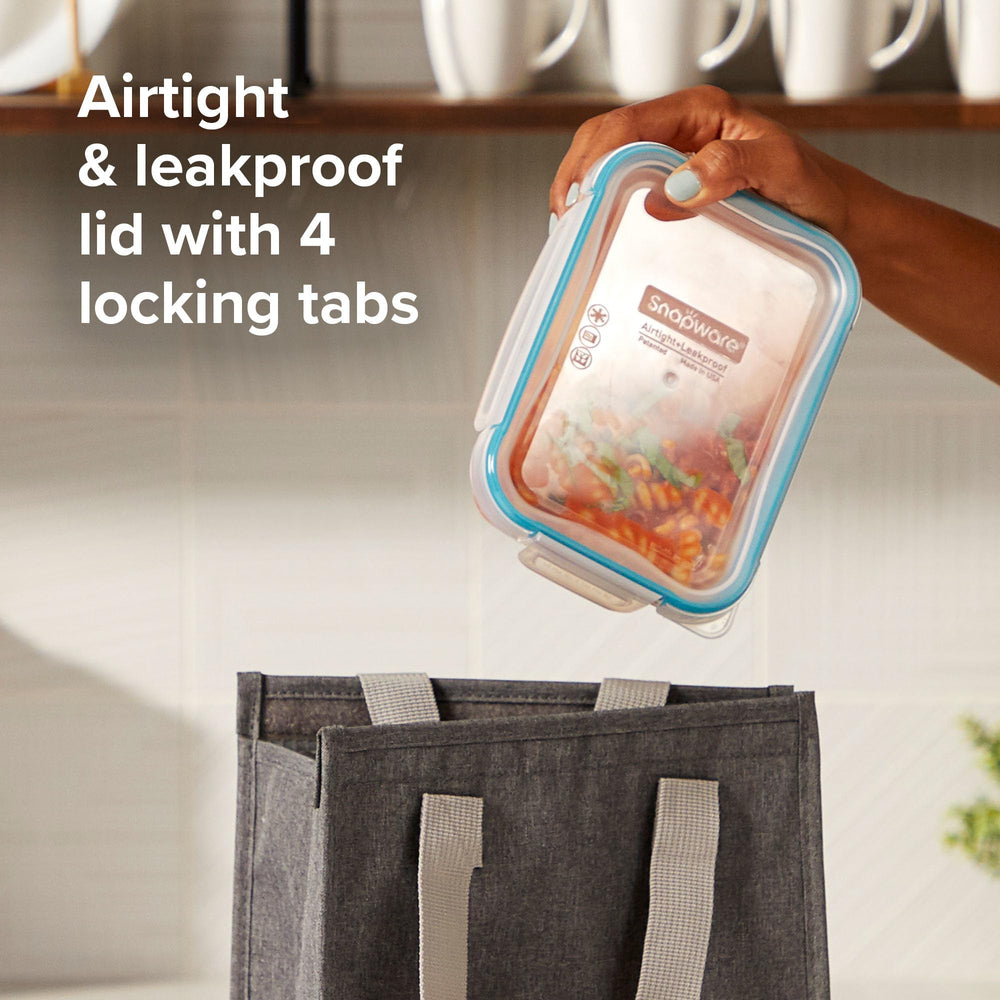 Snapware stacked containers in cabinet highlighting compact organization benefit