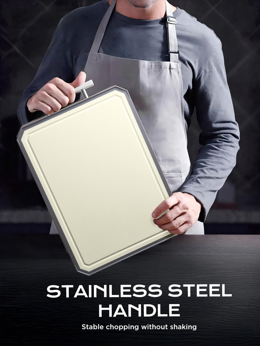 SNOWCLAD board on countertop next to utensils for clear size and scale