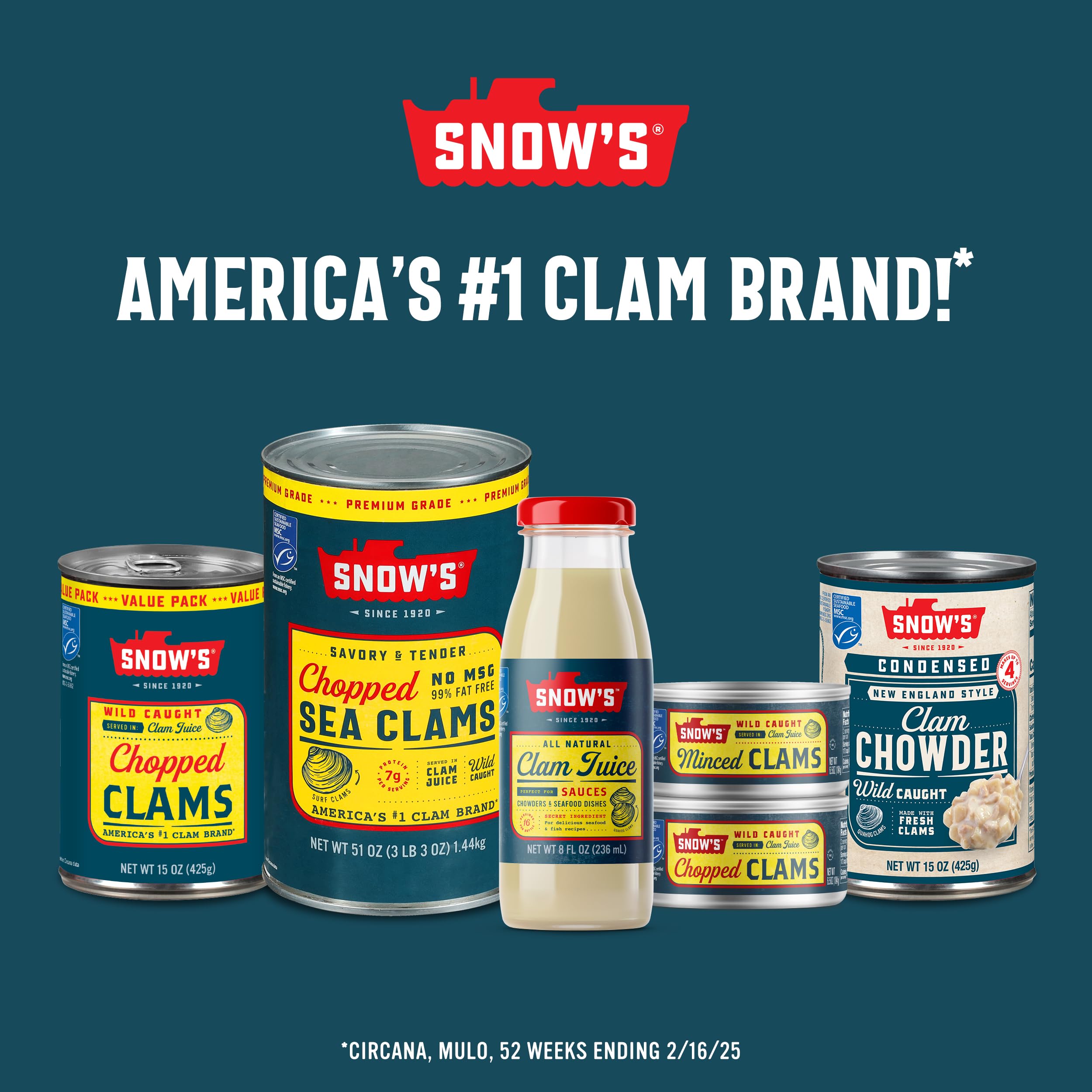 Snow's clams added to chowder bowl illustrating rich flavor infusion