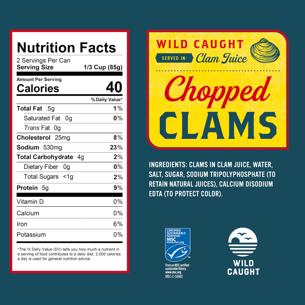 Snow's close-up of chopped clam texture highlighting firm, preserved bite