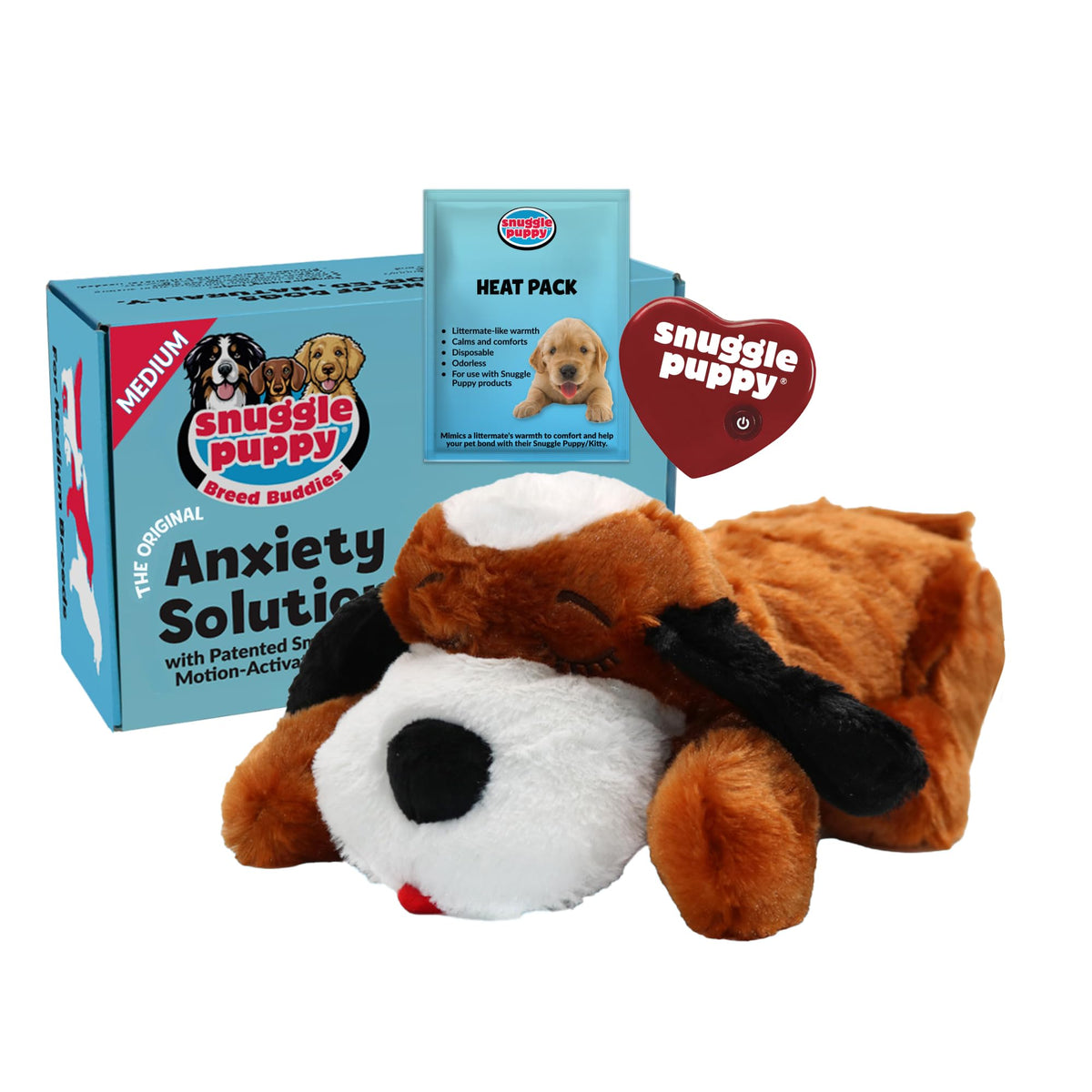 Snuggle Puppie front view brown and white beagle plush comforting presence