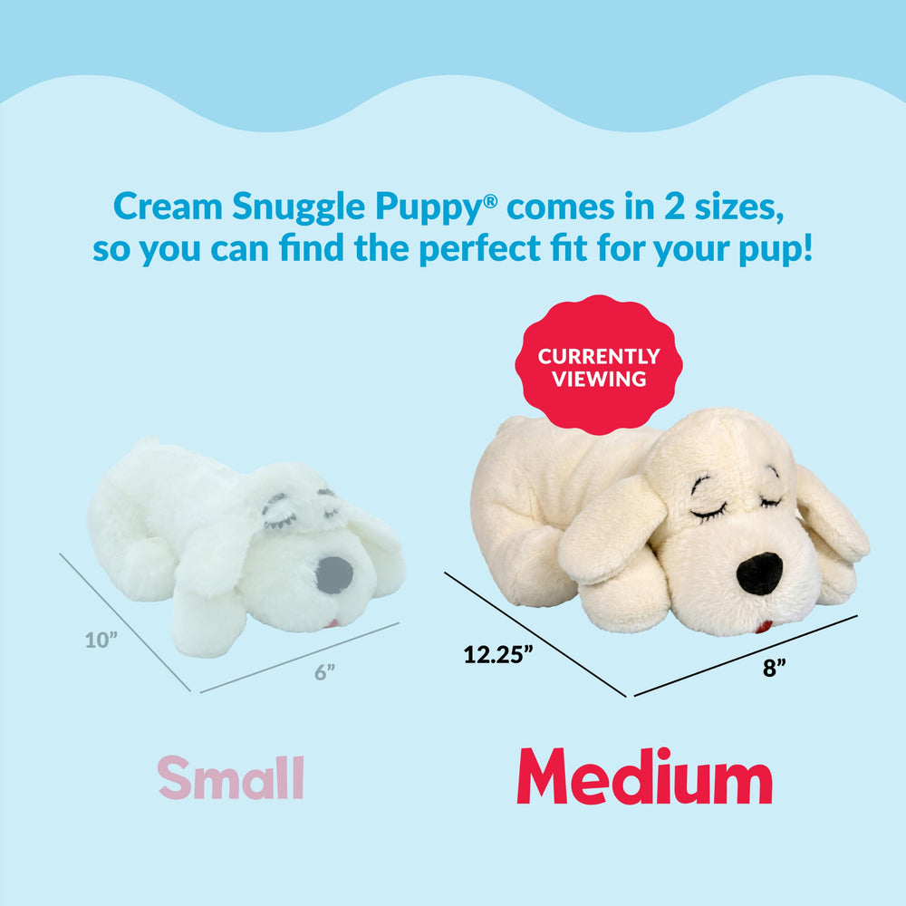 Snuggle Puppie on bedroom bed with dog showing soothing sleep and travel use