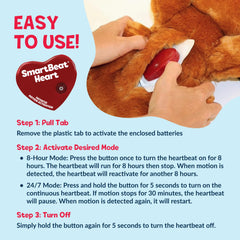 Snuggle Puppy SmartBeat heart module close-up demonstrating realistic heartbeat feature