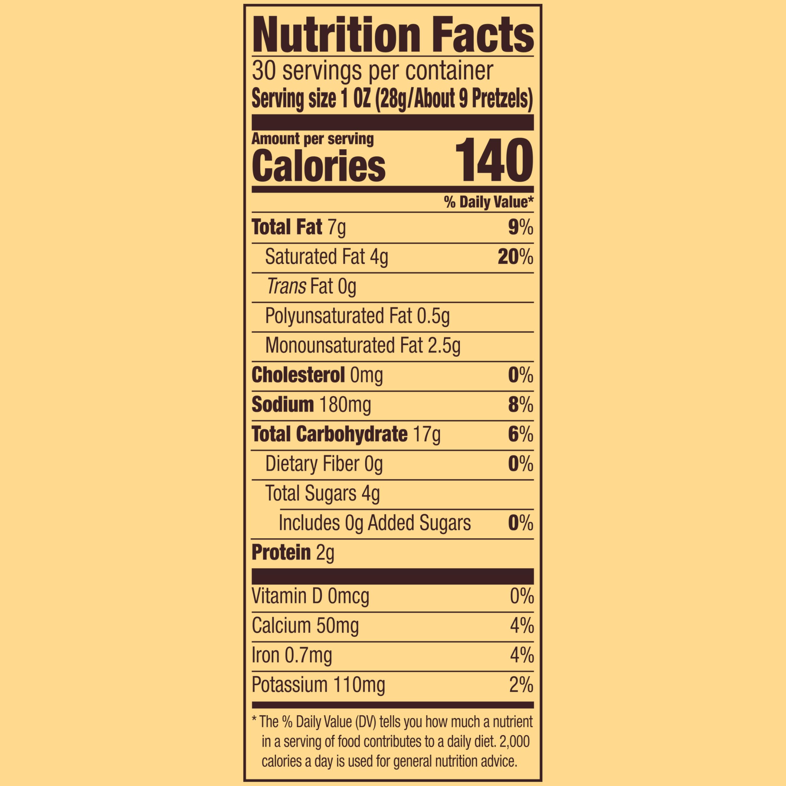 Snyder's of Hanover close-up of a single-serve cheddar pretzel pack highlighting freshness