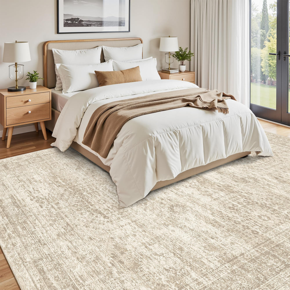 Soalmost rug compared to furniture showing true 8x10 scale