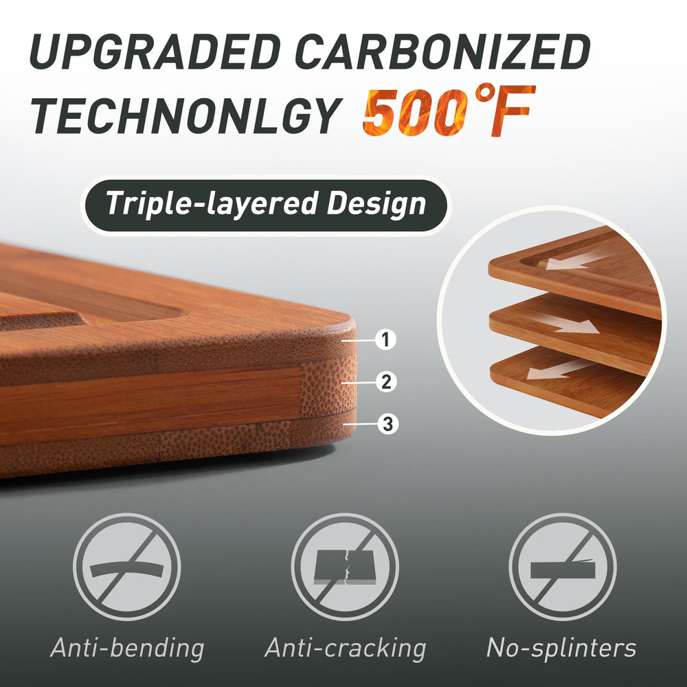 Socisen bamboo grain surface close-up smooth finish that protects knives and resists odors