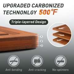 Socisen bamboo grain surface close-up smooth finish that protects knives and resists odors