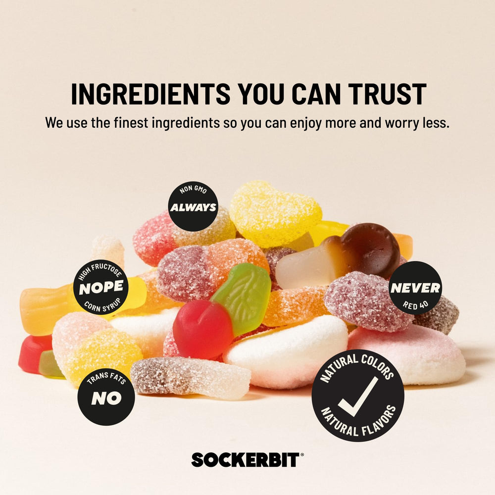 Sockerbit label and ingredients closeup showing clear allergen information