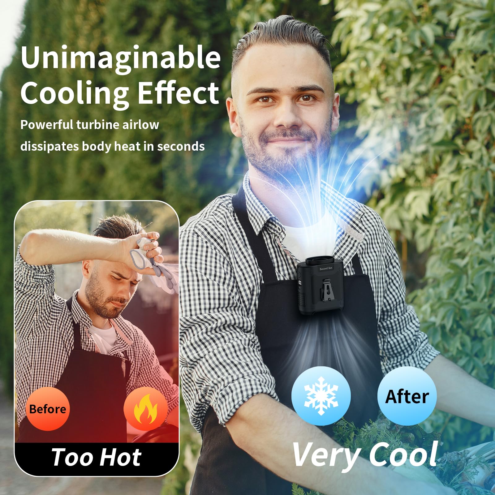 Socool fan USB Type-C port and phone charging to show power bank convenience