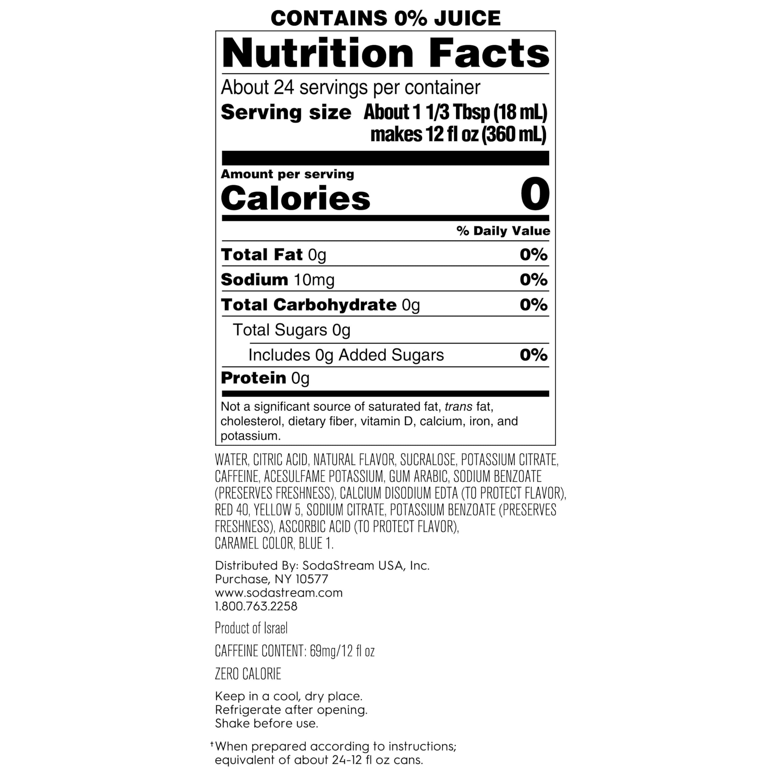SodaStream bottle label close-up showing measurements, clarity for accurate use