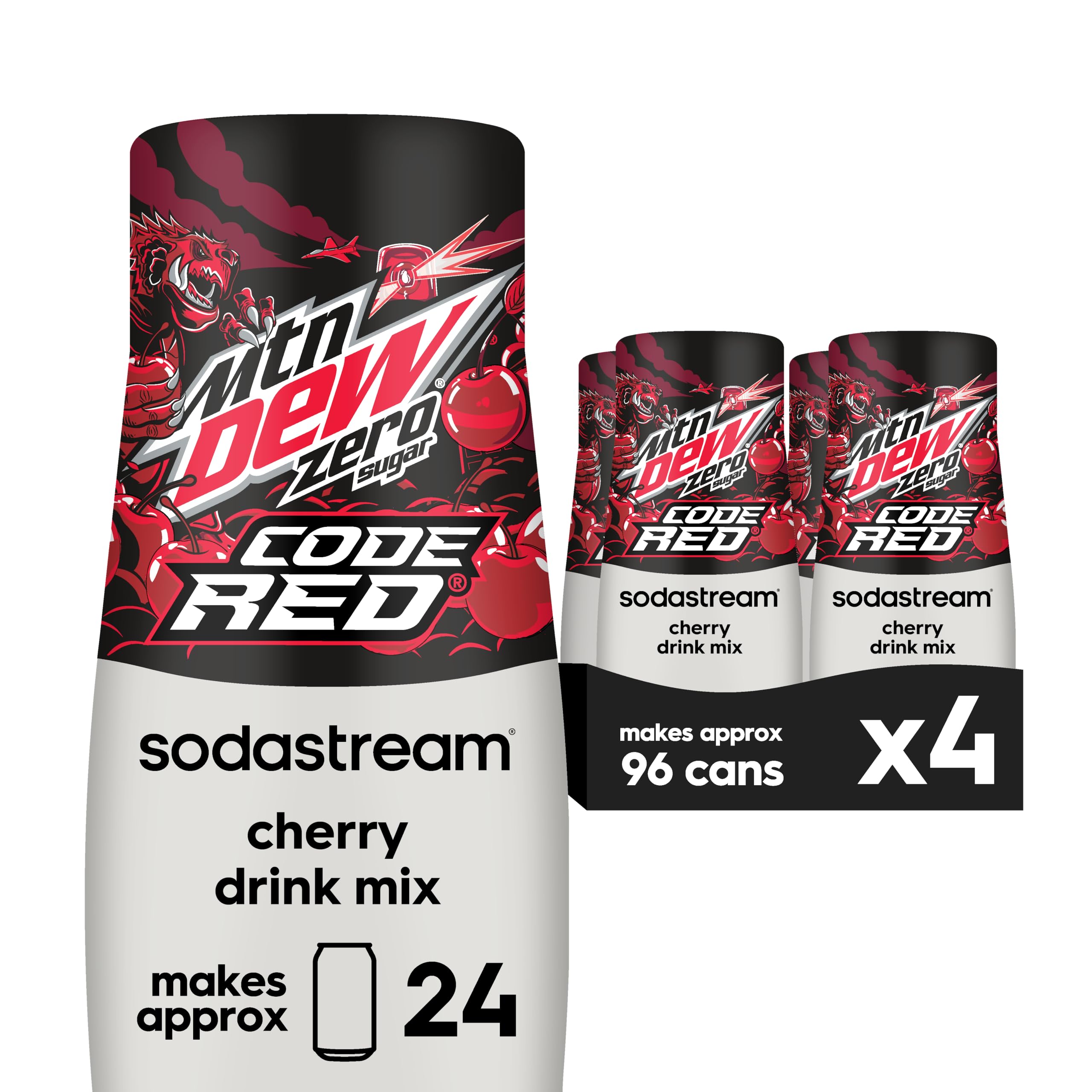 SodaStream front packaging showing Code Red Zero Sugar, clear benefit appealing