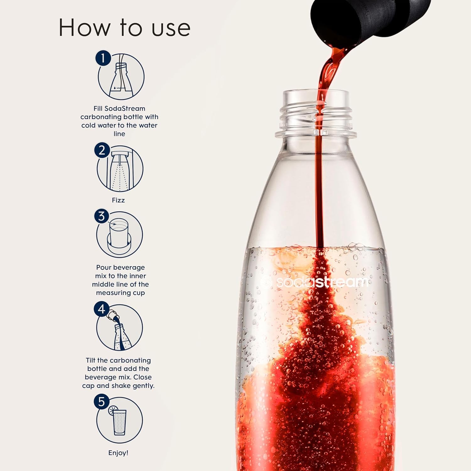 Glass of sparkling water mixed with Code Red, SodaStream flavor visible and refreshing