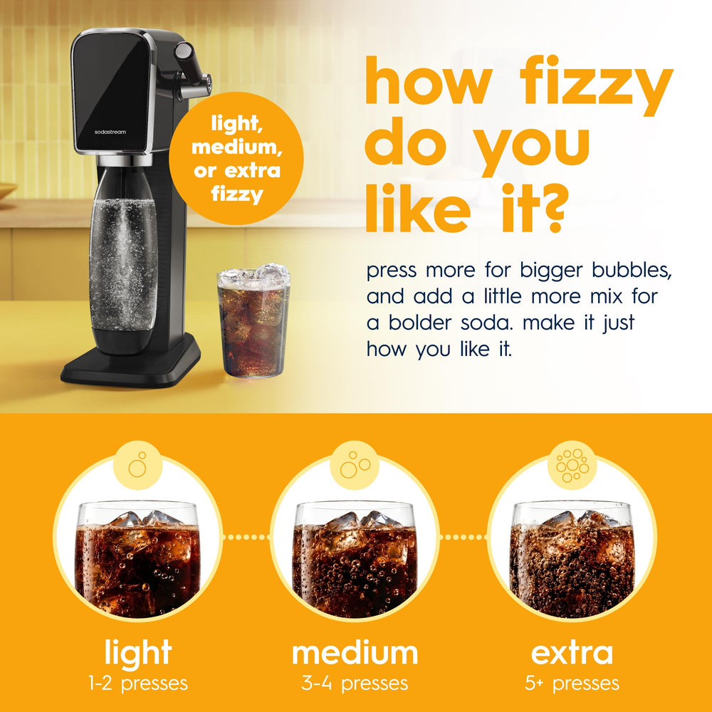 sodastream MUG bottle next to SodaStream machine demonstrating easy use