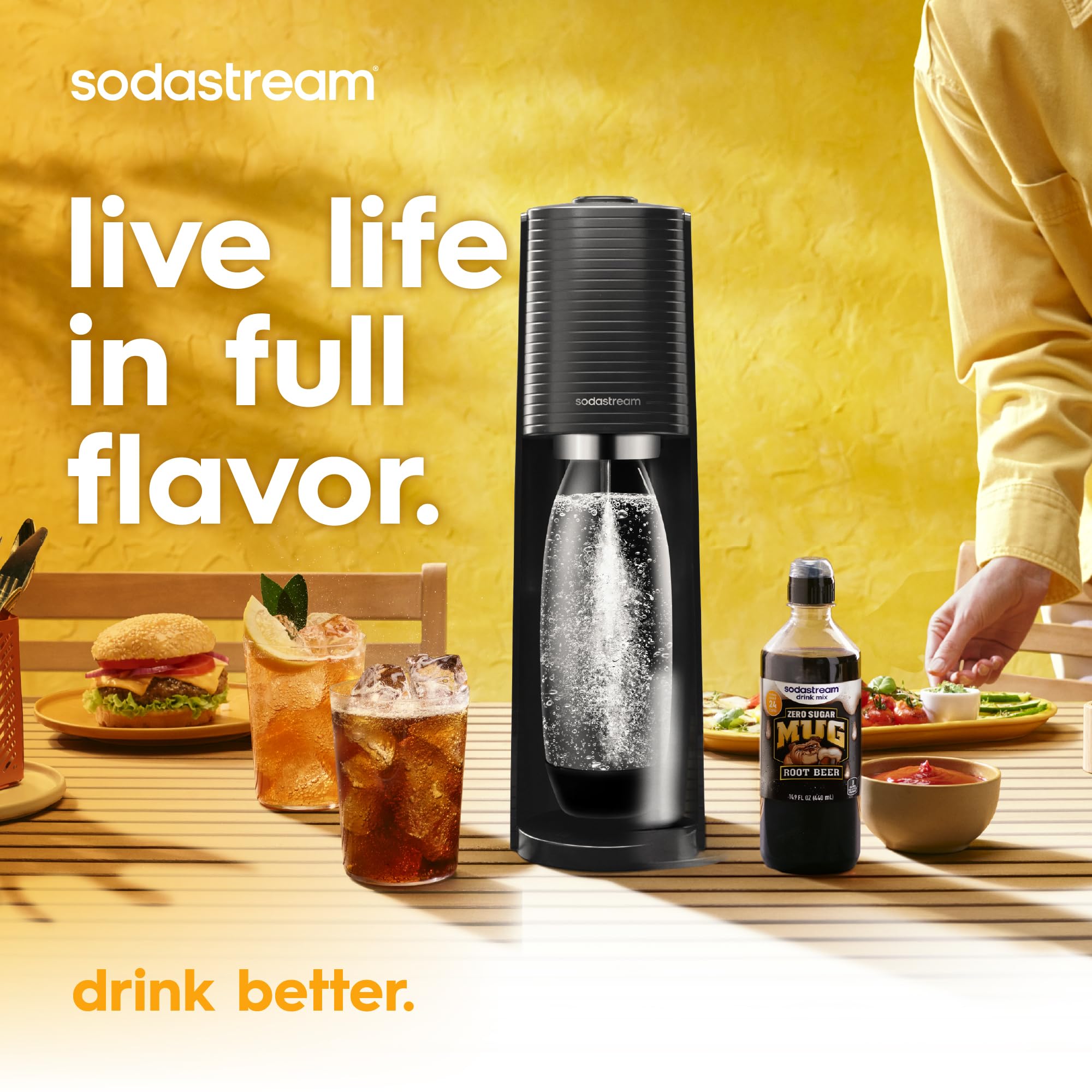 sodastream MUG bottle in hand for scale showing compact 440ml size