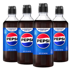 sodastream Pepsi front packaging showing four-bottle value pack and convenience