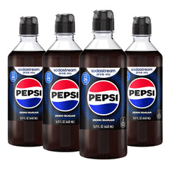 sodastream Pepsi Zero front pack showing four bottles and branding benefits